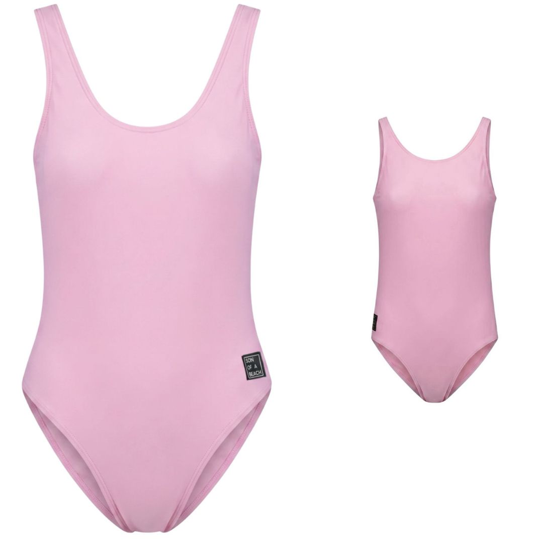Solid, Pink, Mother and daughter swimsuit