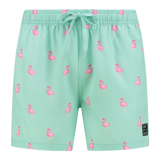 Flamingo, Grün, Badehose für Jungen