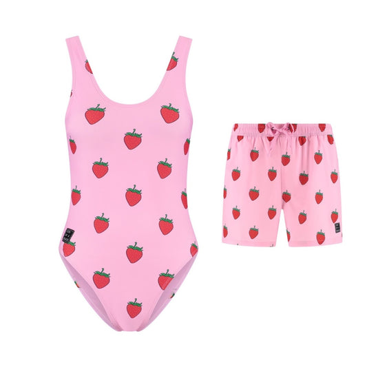 Strawberry, Mother and son swimsuit/swimming trunks