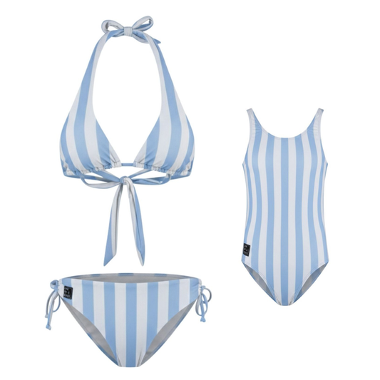 Faded-Striped, Light Blue, Mother and Daughter Bikini/Swimsuit
