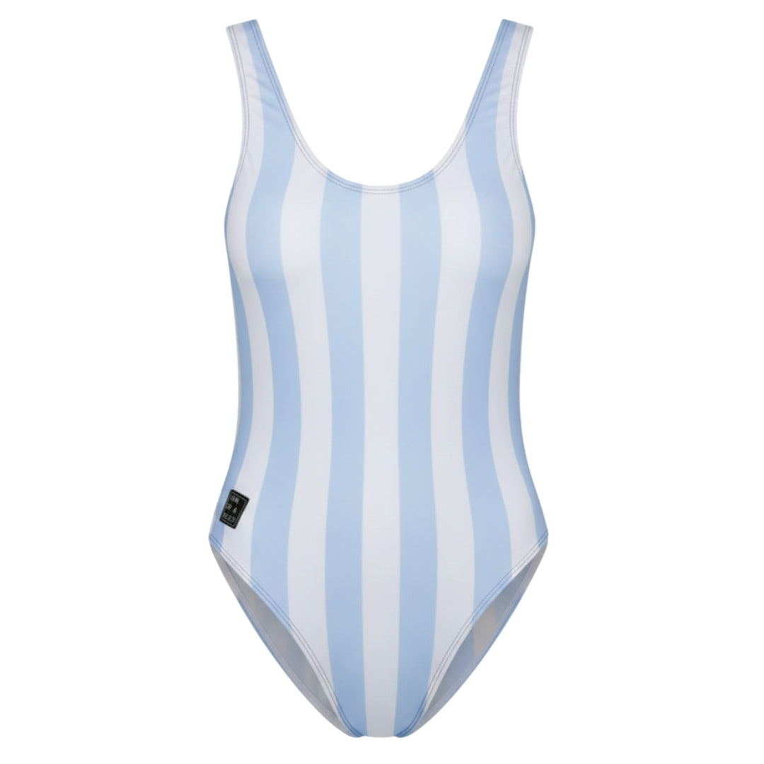 Faded-Striped, Light Blue, Women's Swimsuit