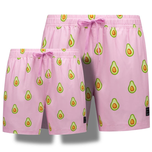 Avocado, rosa, Vater und Sohn Badehosen