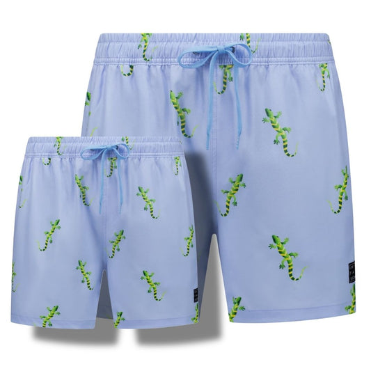 Gecko, Blau, Vater und Sohn Badehose