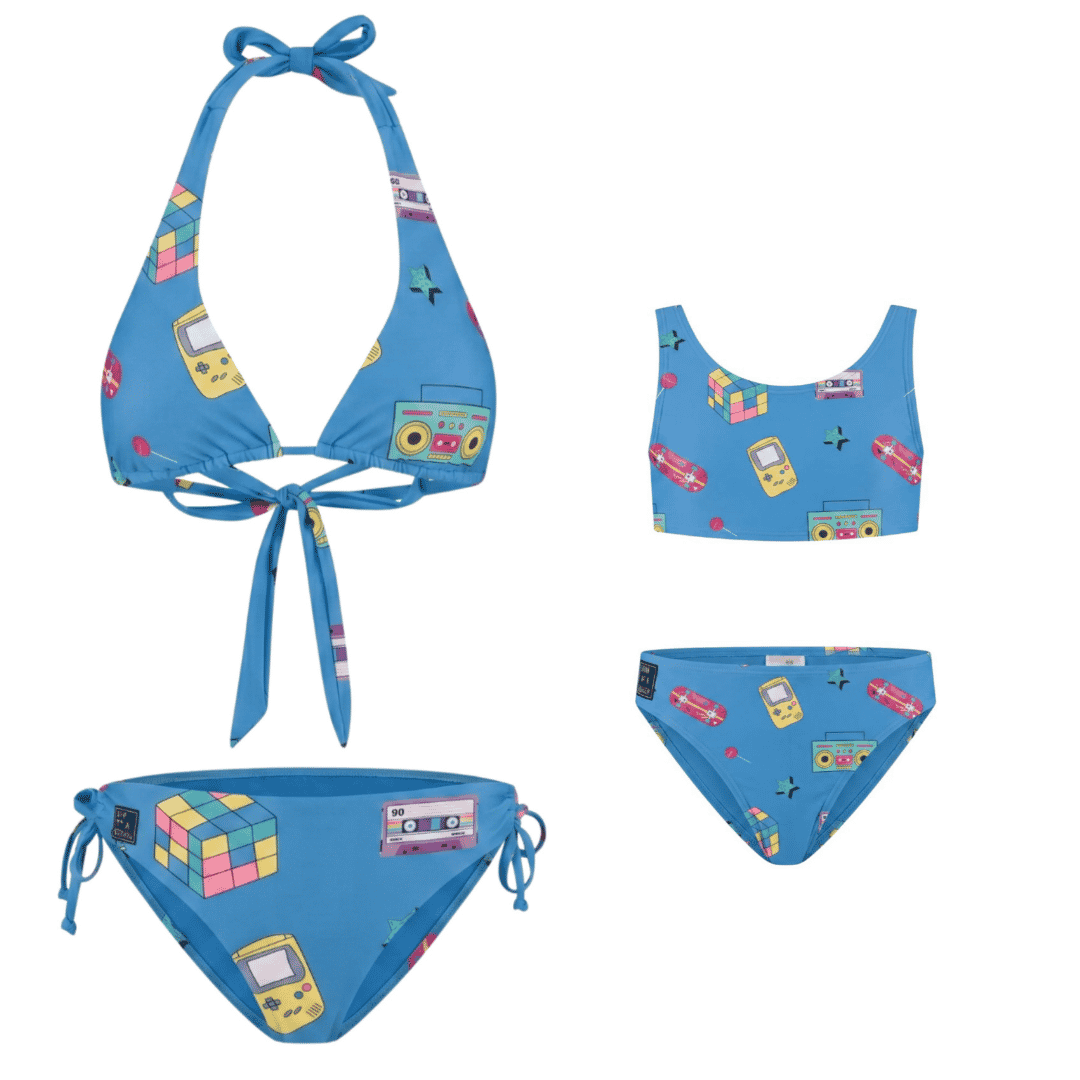 Retro, Mutter und Tochter Bikinis