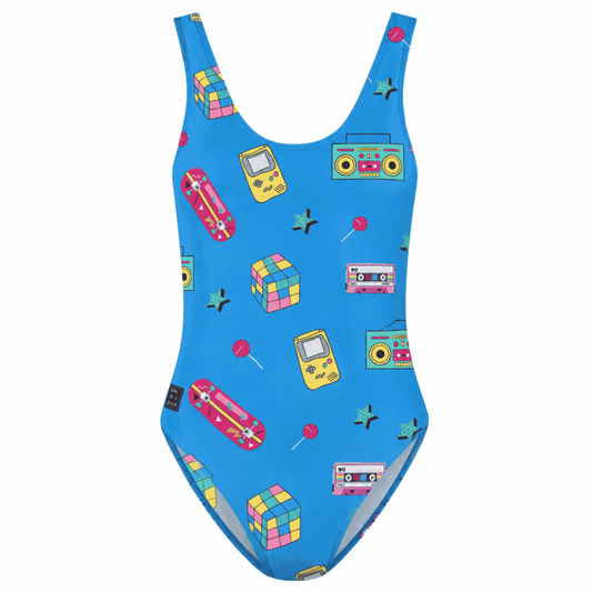 Retro, Blau, Damen Badeanzug