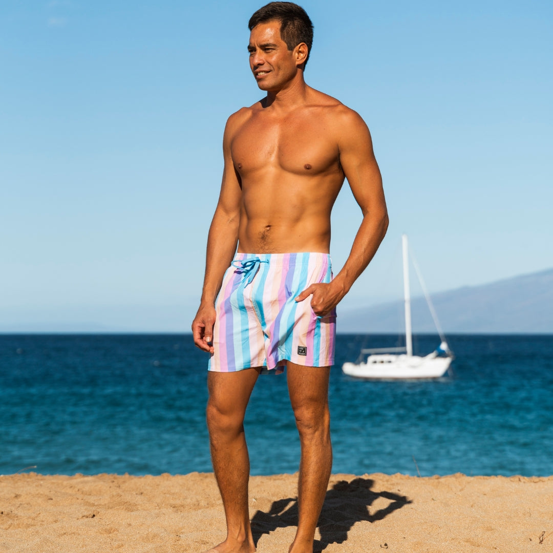 Regenbogen, Vater und Sohn Badehose