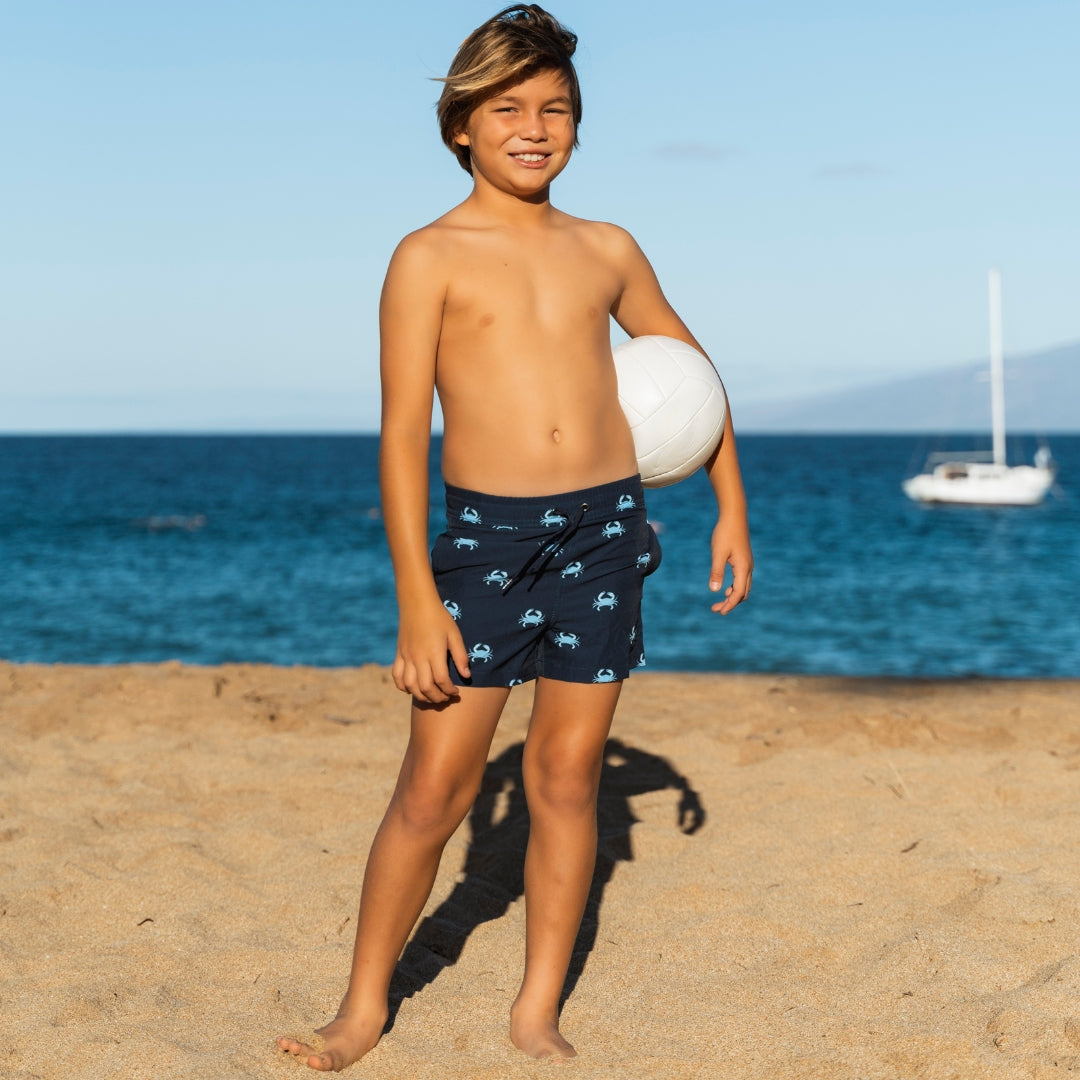 Krabbe, Blau, Vater und Sohn Badehose