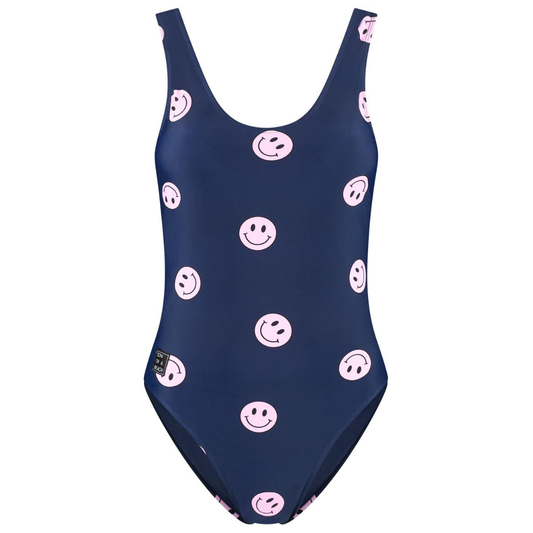 Smiley, Blue, Women's Swimsuit