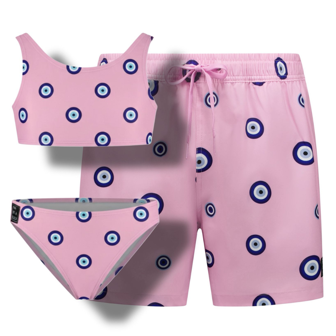 Eye, Pink, Badehose/Bikini für Vater und Tochter