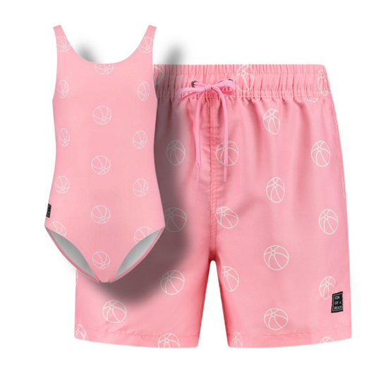 Beachball, Pink, Bademode für Vater und Tochter
