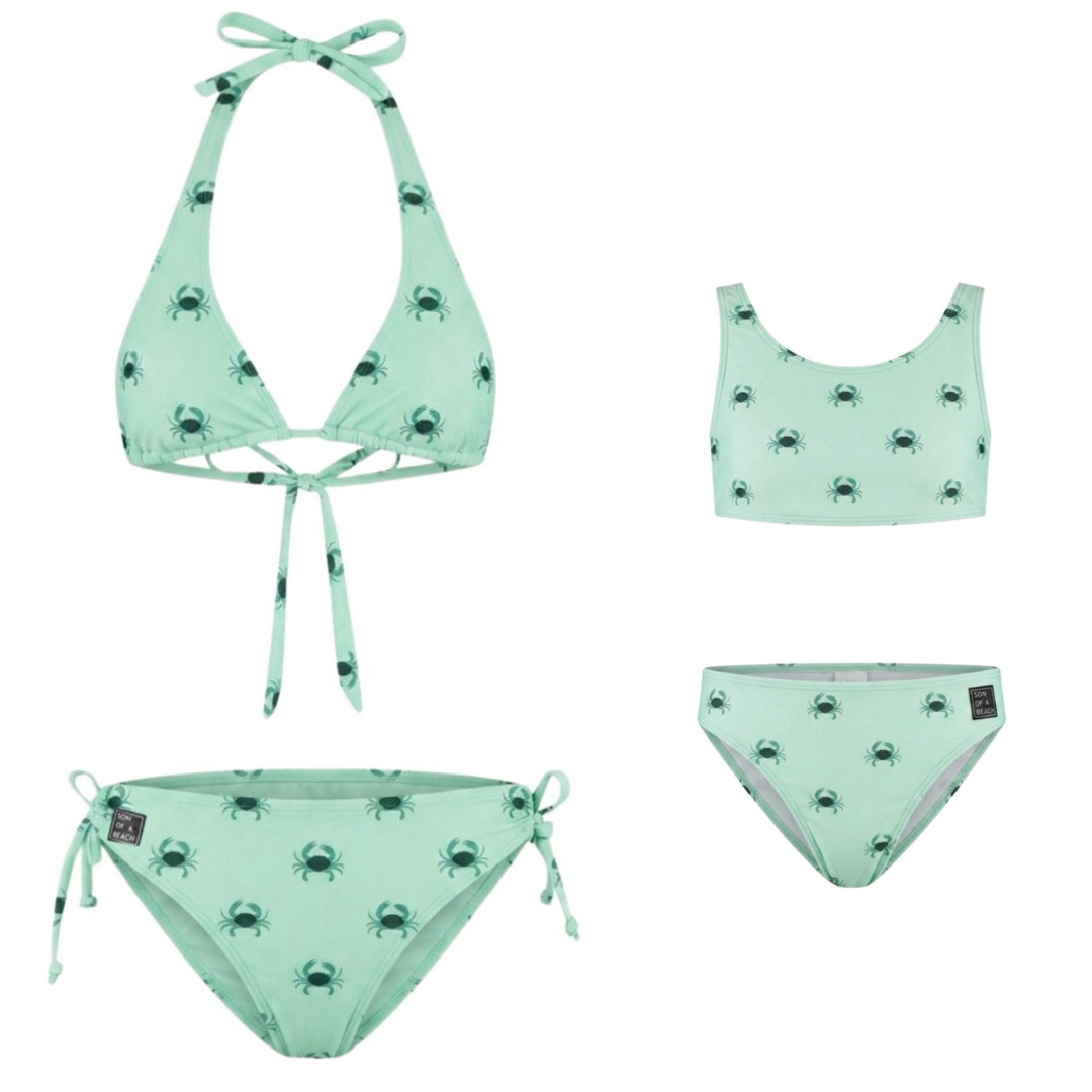 Krabbe, Grün, Mutter und Tochter Bikinis