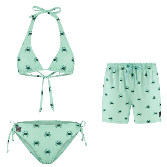Krabbe, Grün, Mutter und Sohn Bikini/Badehose