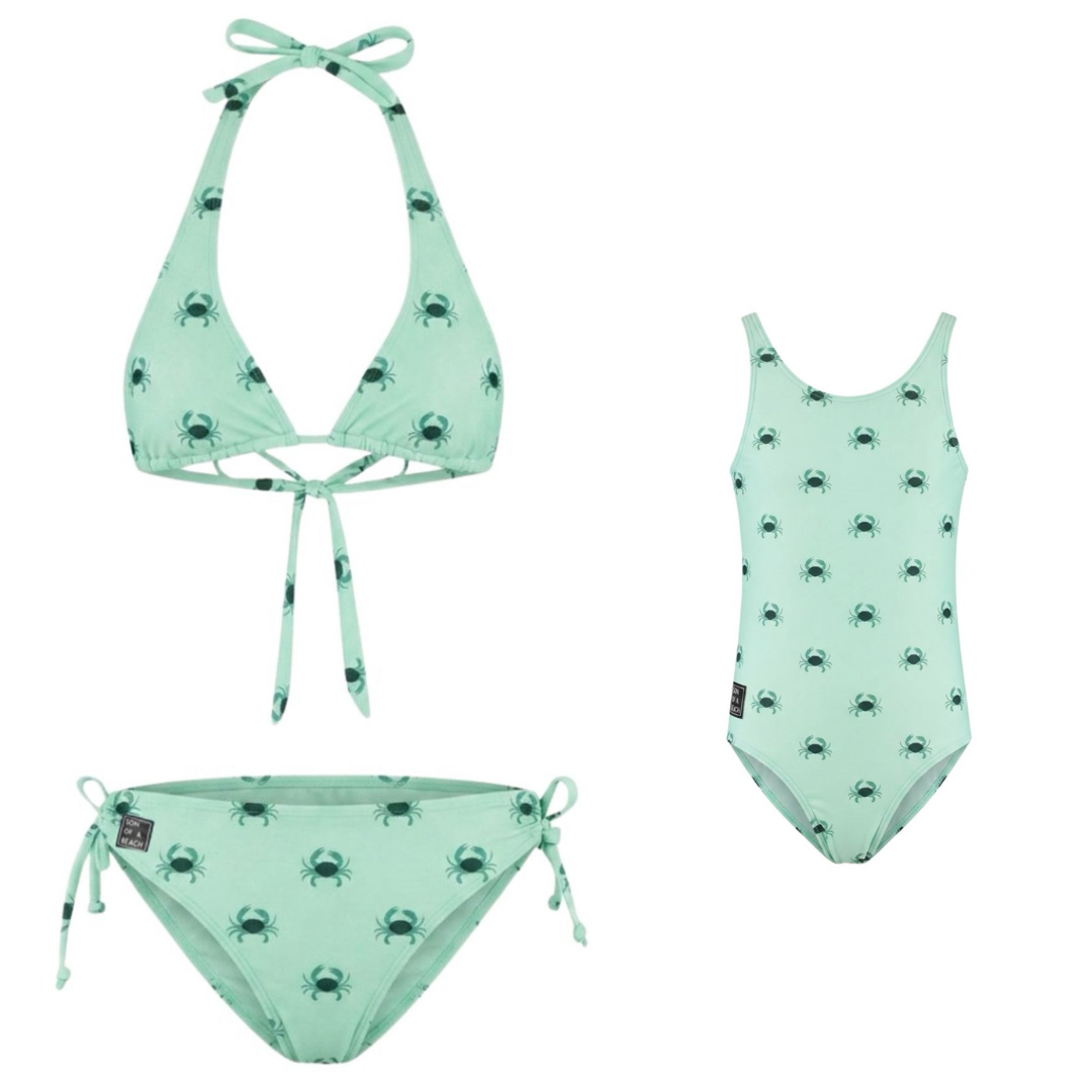 Krabbe, Grün, Bikini/Badeanzug für Mutter und Tochter