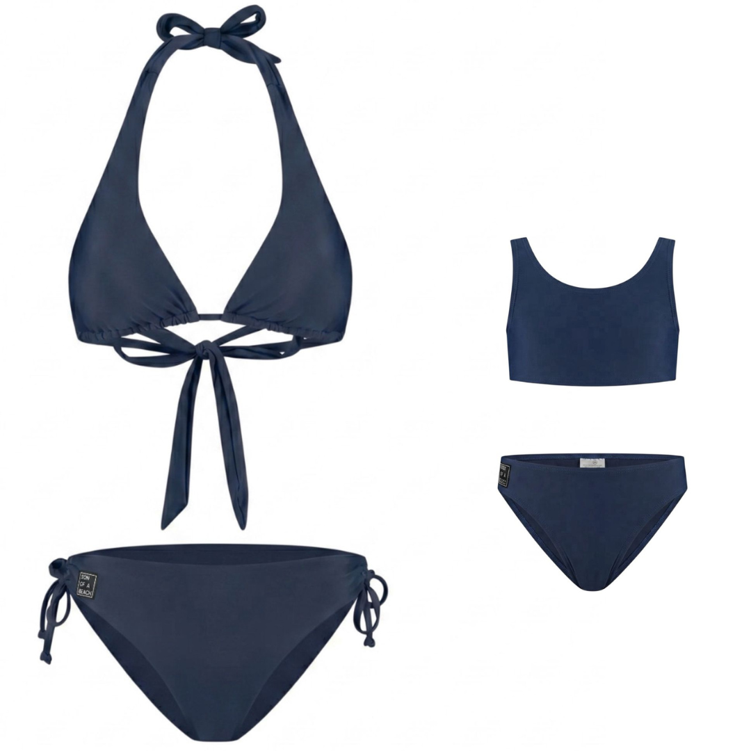 Solid, Blau, Mutter und Tochter Bikinis